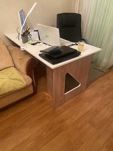 Компьютерный стол СКП-8 GL-8 дуб сонома / белый фото покупателя 1