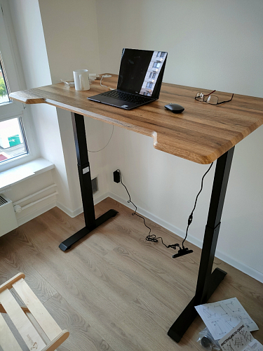 Компьютерный стол Маркос с механизмом подъема 140х80х75 белый / вотан дуб фото покупателя 14