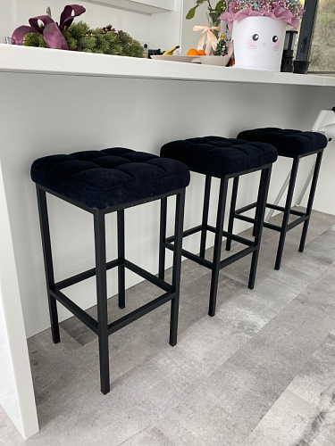 Барный стул Лофт микровелюр катания блэк / черный матовый фото покупателя 3