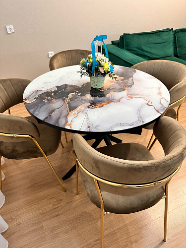 Стул на металлокаркасе Kamelia green / gold фото покупателя 33