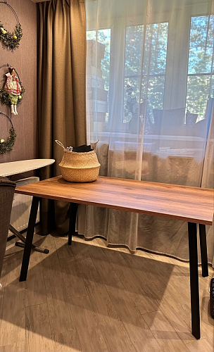 Стол Тринити Лофт 120 32 мм дуб галифакс табако / черный матовый фото покупателя 73