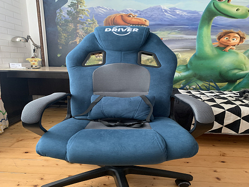 Компьютерное кресло Driver/Драйвер кожзам черный / ткань синий фото покупателя 99