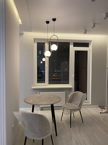 Деревянный стол Абилин 90х76 мрамор белый / черный матовый фото покупателя 4