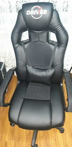 Компьютерное кресло Driver/Драйвер кожзам черный / ткань синий фото покупателя 153