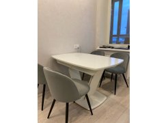 Стул на металлокаркасе Gabi 1 бежевый / черный с серебряными наконечниками фото покупателя 460