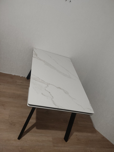 Керамический стол Норман 140 (200) х 80 белый мрамор alpin white / snow white / белый фото покупателя 15