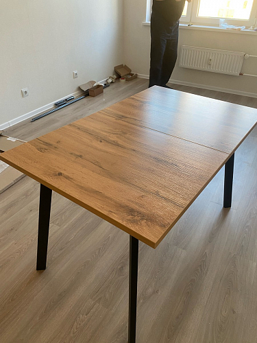 Стол раскладной Колон Лофт 120 32 мм дуб галифакс табако / черный матовый фото покупателя 51