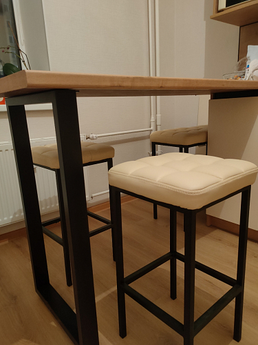 Барный стул Лофт кожзам темно-серый / черный матовый фото покупателя 61