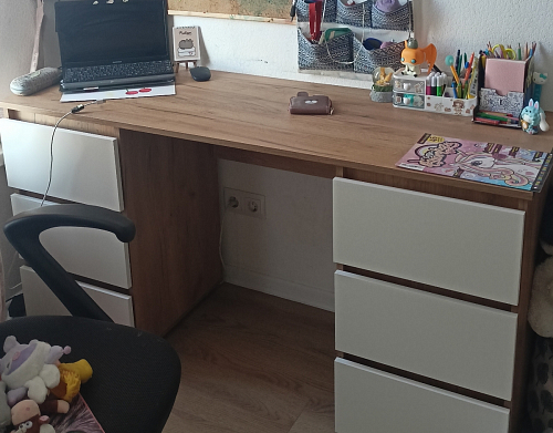 Письменный стол Элла ПС 02 серый графит 0162 / дуб крафт золото фото покупателя 10