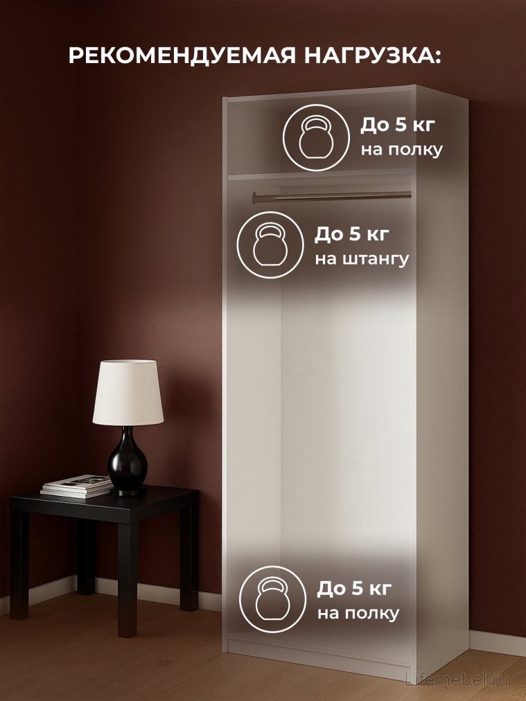 Шкаф Даиго двухстворчатый белый текстурный