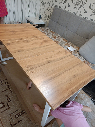 Деревянный стол Лота Лофт 120х75 белый матовый / дуб крафт золотой фото покупателя 452