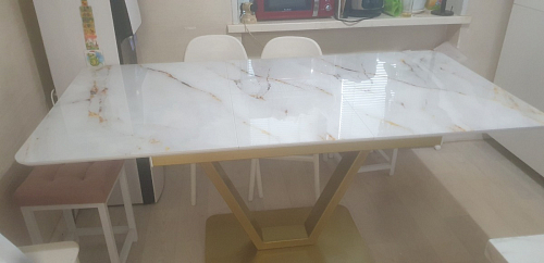 Стол на тумбе Бугун белый / золото фото покупателя 43