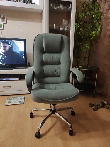 Компьютерное кресло СН9944 22 бежевый / хром фото покупателя 3