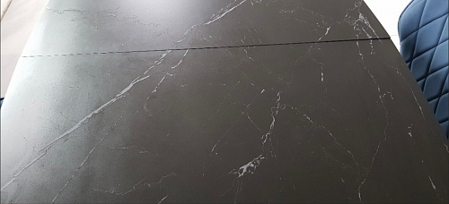 Стеклянный стол Фестер 140-180х80х76 черный мрамор / черный фото покупателя 1