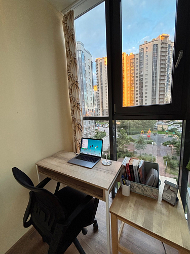 Письменный стол Лео Лофт дуб делано темный / белый матовый фото покупателя 29