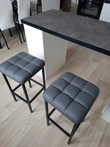 Барный стул Лофт кожзам темно-серый / черный матовый фото покупателя 79