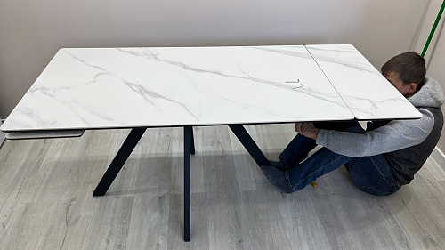 Керамический стол Вилли 140(200)х80 серый мрамор larka grey / черный фото покупателя 60