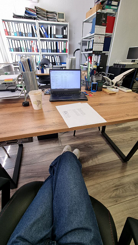 Стол Лота Лофт 140 25 мм черный матовый / бетон фото покупателя 1013