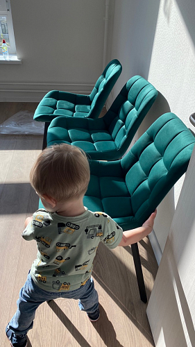 Стул на металлокаркасе Челси морская волна / черный фото покупателя 42