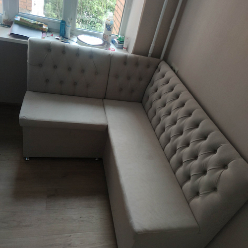 Кухонный диван угловой Монте-М левый рогожка бежевая фото покупателя 1