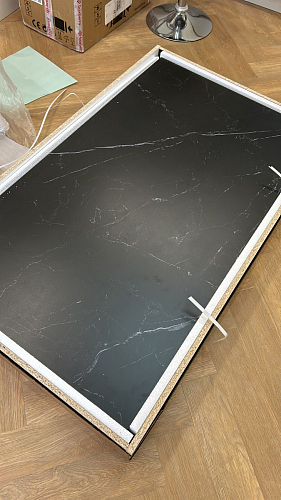 Керамический стол Ливи 140(200)х80х78 серый мрамор / черный фото покупателя 7