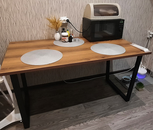 Деревянный стол Лота Лофт 120х75 белый матовый / дуб крафт золотой фото покупателя 2