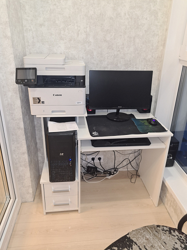 Стол компьютерный Джаз-24 правый белый фото покупателя 66