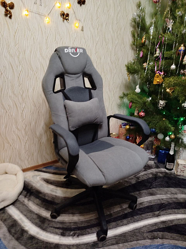 Компьютерное кресло Driver/Драйвер кожзам черный / ткань синий фото покупателя 18