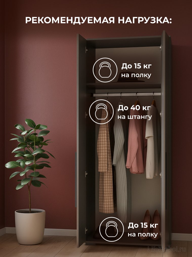 Шкаф Филеста 2-ств. графит