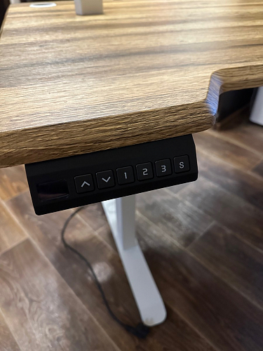 Компьютерный стол Маркос с механизмом подъема 140х80х75 белый / вотан дуб фото покупателя 32