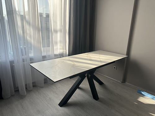 Керамический стол Бронхольм 140(200)х80х77 черный мрамор / черный фото покупателя 1