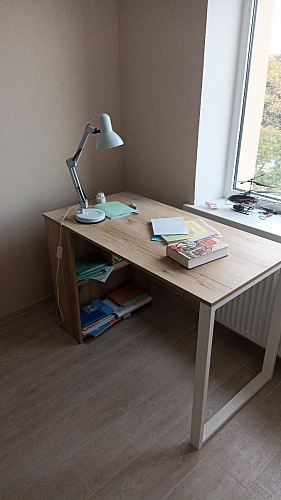 Письменный стол Битти Лофт 116х60х75 дуб вотан / черный матовый фото покупателя 89