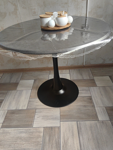 Стол Тулип 80х73 мрамор черный / белый фото покупателя 126