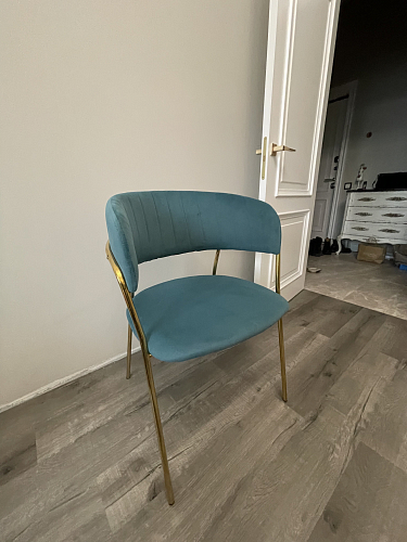 Стул на металлокаркасе Kamelia голубой / голубой / золотой фото покупателя 100