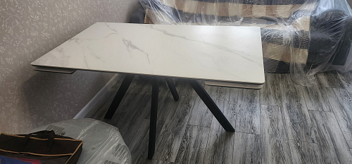Керамический стол Вилли 140(200)х80 carmen light grey / черный фото покупателя 1
