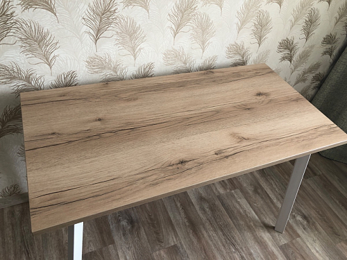 Стеклянный стол Фостер 120(160)х120х76 серый мрамор / черный фото покупателя 55