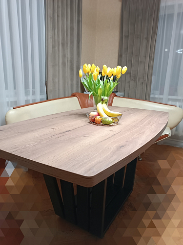 Стол на тумбе Эудес дуб галифакс табак / черный фото покупателя 25