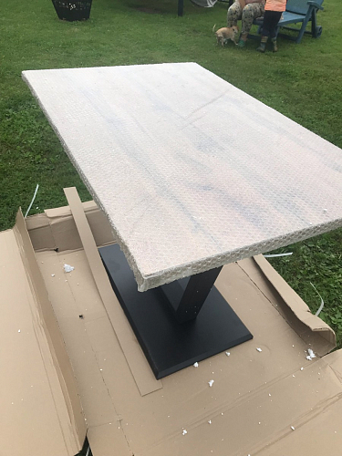 Стол на тумбе Мичиган Лофт 110х70 25 мм дуб вотан / белый / белый фото покупателя 4