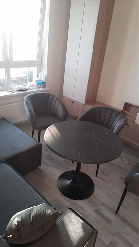 Стол Тулип 90х73 белый мрамор / золото фото покупателя 6