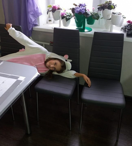 Стул на металлокаркасе DC2-001 black / white line / white фото покупателя 4