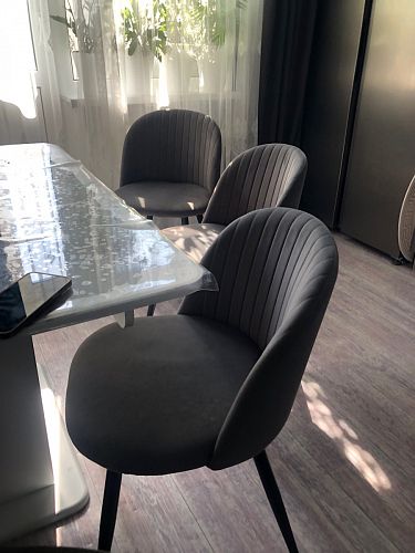 Стул на металлокаркасе Gabi 1 light blue / black / gold фото покупателя 620