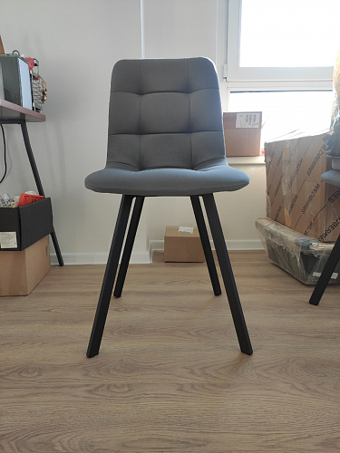 Стул на металлокаркасе Чилли К светло-серый велюр / черный каркас фото покупателя 159