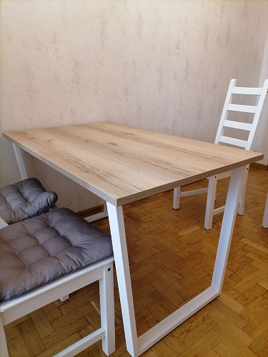 Деревянный стол Барон О 200 х 90 белая пленка шагрень / черный фото покупателя 82