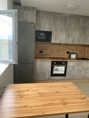 Стол Лота Лофт 140 25 мм черный матовый / дуб вотан фото покупателя 818