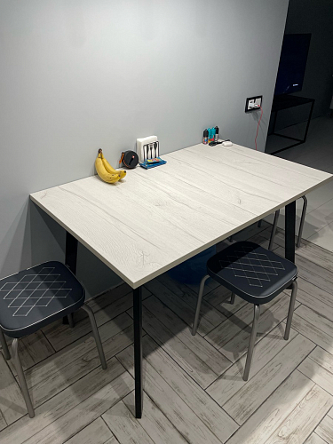 Деревянный стол Колон Лофт 120(160) х 75 черный матовый / бетон фото покупателя 38