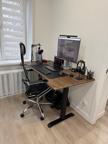 Компьютерный стол Маркос с механизмом подъема 120х75х75 орех кантри / белый фото покупателя 37