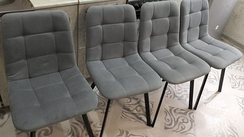 Стул на металлокаркасе Чилли К светло-серый велюр / черный каркас фото покупателя 312