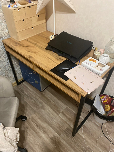 Письменный стол Леон Лофт черный матовый / дуб вотан фото покупателя 5