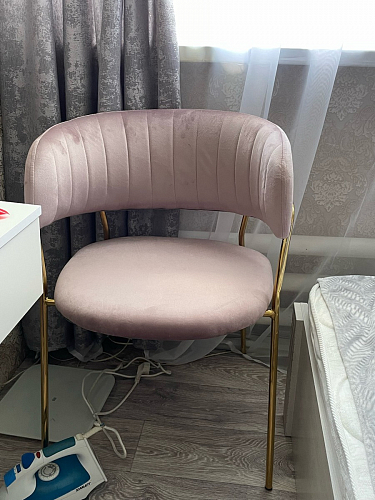 Стул на металлокаркасе Kamelia зеленый / золото фото покупателя 36