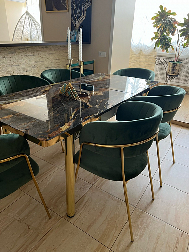 Стул на металлокаркасе Kamelia зеленый / золото фото покупателя 95